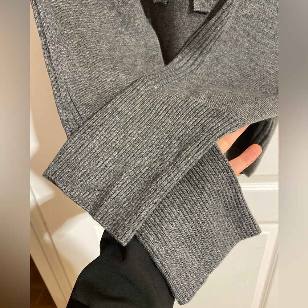 NWOT 7 For All Mankind Cashmere Blend Grey Knit Drawstring Sweater Hoodie XL - Picture 5 of 12